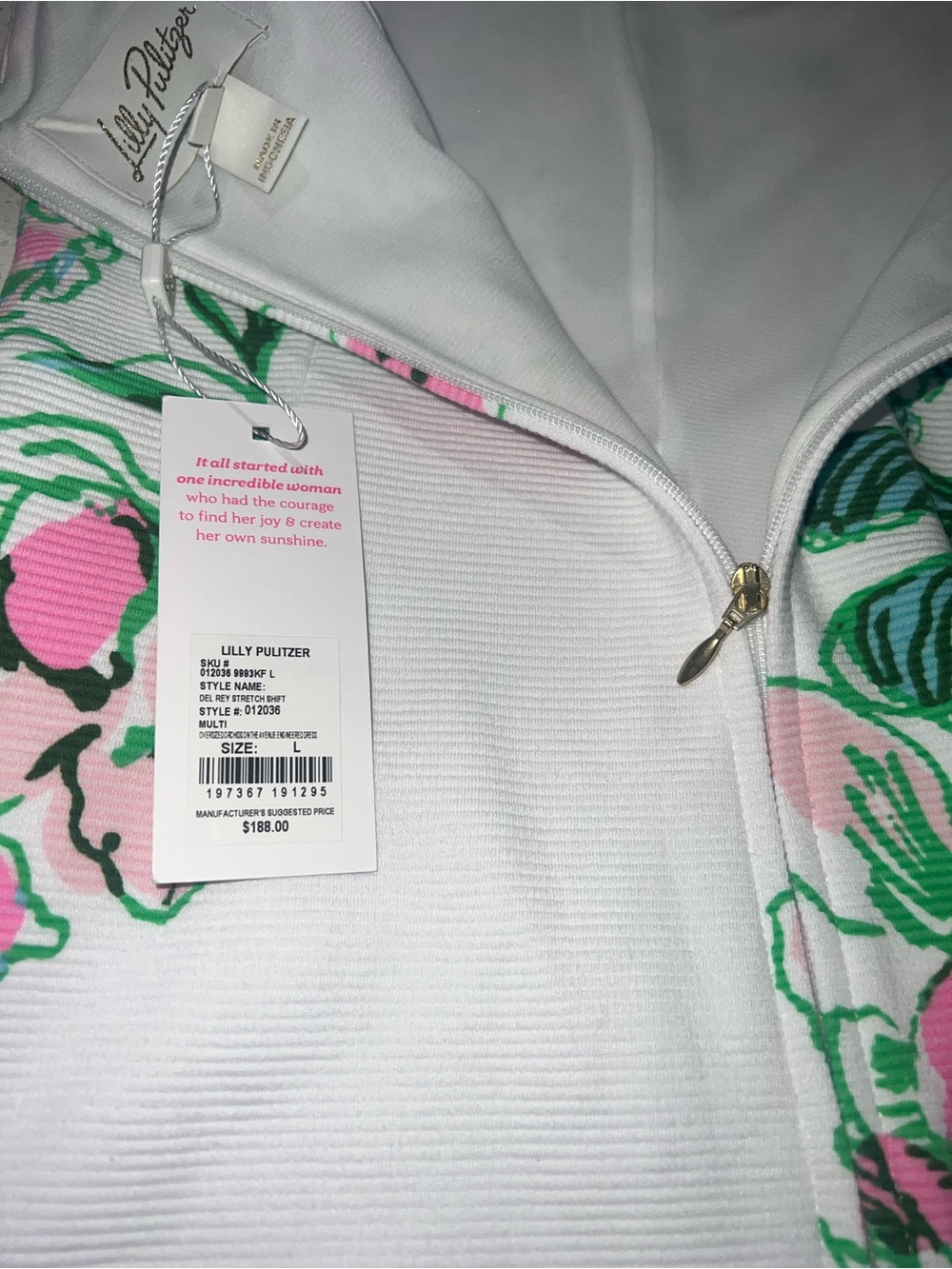 NWT Lilly Pulitzer DelRey Stretch Shift Dress, Large, Orchids on the Ave Floral - Picture 12 of 14